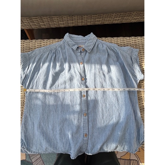 Faherty Breeze Striped Linen Blend Buttondown Shirt Small‎ layered boho classic - Picture 7 of 9